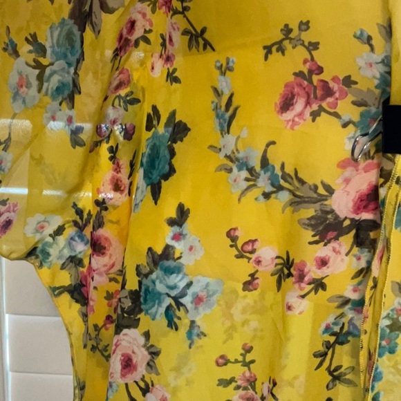 Polly & Esther Yellow Floral Sheer Cardigan - Picture 2 of 9